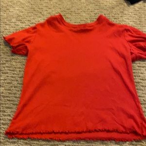 Red ruffled shirt